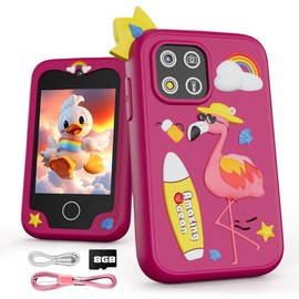AMAZINGOCEAN Smart Phone for Kids,Flamingo Toy for Age 3 4 5 6 Year Old, Dual Camera, Touch Screen Phone Toys with Learning Games, Travel Toys with MP3 Music Player for Birthday Gifts - Color: Rose pink