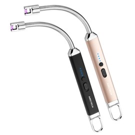 ARECTECH Electric Arc Candle Lighter Flameless Rechargeable USB Long Lighters for Candle Cooking BBQs Fireworks Black&Champagne Gold