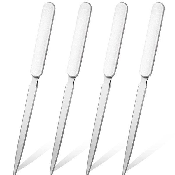 Chuangdi 4 Pieces Letter Opener Knife Stainless Steel Envelope Openers Lightweight Mail Opener Tool Slitters Letter Knives for Office Home School Supplies (White, Simple Style)