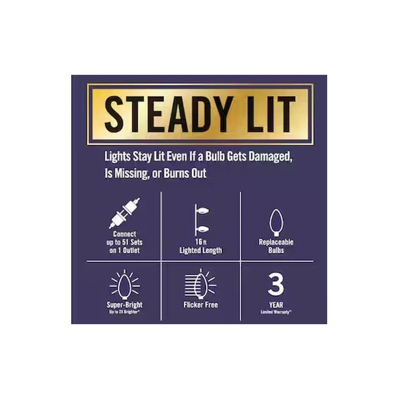 Home Accents 100 Count Multicolor Super Bright Steady Lit C9