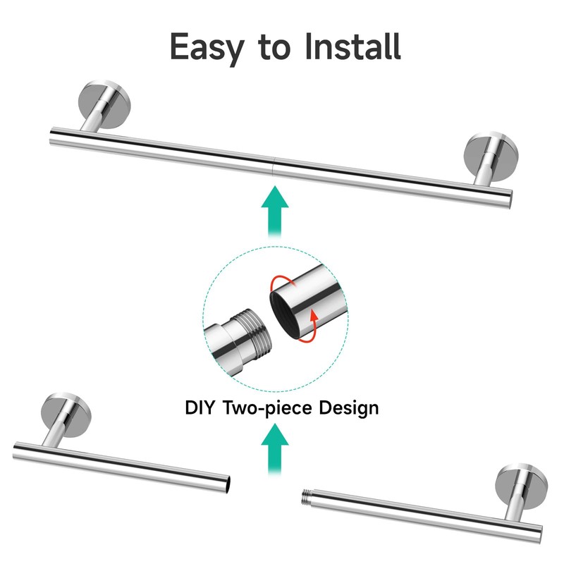 USHOWER Polished Chrome Towel Bar, 18-Inch Towel Racks for Bathroom