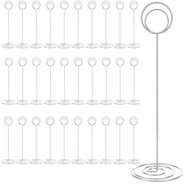 Paquete de 30 soportes para números de mesa de 8.66 pulgadas de alto, soporte para fotos de metal, para fotos, números de fotos, carteles de alimentos, notas para bodas, fiestas de cumpleaños