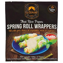 deSIAM Spring Roll Wrappers, Rice Paper Sleeves for Thai Spring Rolls - 100% Wheat Free & Vegan 100g