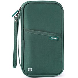 VanFn Travel Wallet Family Passport Holder RFID Blocking Travel Document Organiser Waterproof Holiday Passport Case Men Women for ID Card, Credit Cards, Flight Tickets, Money, Coins (Green)