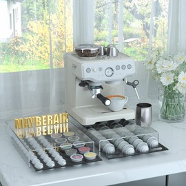 MaybeRain Acrylic Storage Drawer for Nespresso,Three Types of Coffee Capsule Organizer，Clear Coffee Pod Holder for Counter-42&40 Pods