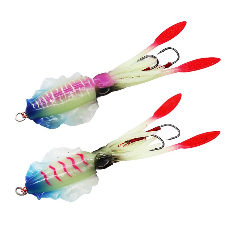 Fishing Squid Lure Octopus UV Luminous Squid Jigs with Hook