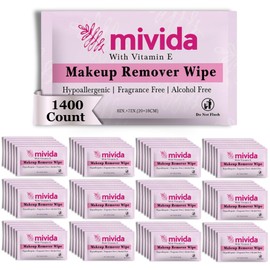 1400-Count Bulk Individually Wrapped Makeup Remover Wipes | Hypoallergenic, Fragrance-Free, Alcohol-Free with Vitamin E | Travel Essentials, Makeup Remover Wipes for Hotels, Airbnb