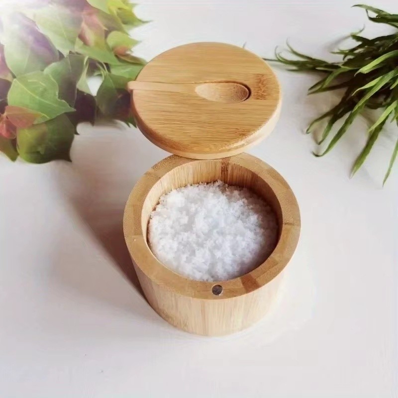 Wooden Seasoning Container for Salt and Spices – Lidded Condiment