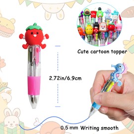 Hawflu Fun Pens for Kids Multicolor in One, 4-in-1 Cute Kawaii Pens Mini Ballpoint Pens Party Favors Birthday Gifts Classroom Prizes, 16Pcs