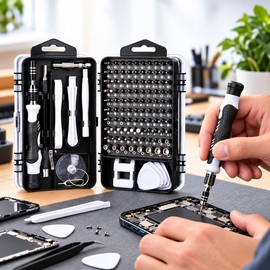 Precision Screwdriver Set for Home Electronics Repairs - Interchangeable Bits and Organized Storage Case