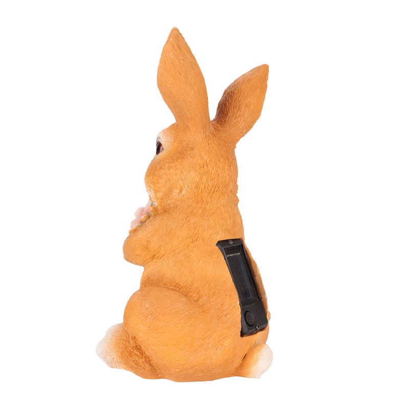 Solar Rabbit Statue Cute Handpainted Resin Bunny Statue Decor Rabbit