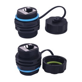 Waterproof CAT6 RJ45 Panel Mount Coupler,Lonlonty IP68 Shielded Industrial Panel Mount Bulkhead Ethernet LAN Pass Through Connector,Female to Female Feed Thru Coupler RJ45 Waterproof Connector 2PACK