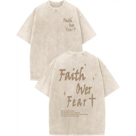 Lubpow Christian Shirts for Men Vintage Acid Wash with Pattern Faith Religious Tees God Bible Verse Inspirational TopsColor: Apricot, Size: S