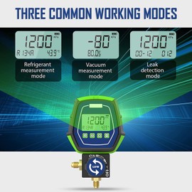 HVAC Digital Manifold Gauge Set, R134a Refrigerant Recharge Kit AC Manifold Gauge Set with 3 Hoses (Tolerance Range: -/+0.5%)