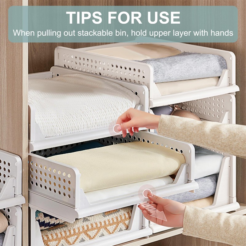 Stackable Foldable Storage Baskets, Folding Storage Bins, Closet Organizers and