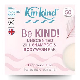 KinKind Be KIND! Barra de champú sin perfume y barra de gel corporal | 2 en 1 para cabello y cuerpo | Sin perfume para cuero cabelludo sensible | Barr