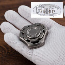 DjuiinoStar High-end Fidget Spinner, Unique Dual Bearings Design, Precisely CNC Machined (Made by Titanium), Premium EDC Toy DFS-06