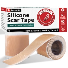 Protect Life Rollo De Cinta Adhesiva Para Cicatrices De Grado Médico (4Cm X 300Cm) Hojas De Cicatrices Queloides - Cinta De Silicona Reutilizable Tiras De Eliminación De Cicatrices, Cinta Ci