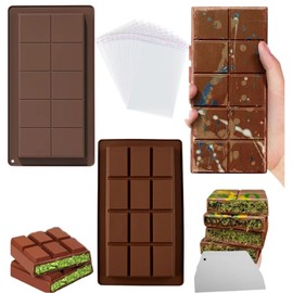 TY & TAY 1 Inch Deep Chocolate Bar Mold, 2PCS Dubai Chocolate Bar Pistachio, Thick Silicone Chocolate Bar Molds, Dubai Chocolate Bar, Dubai Chocolate Bar Kit, With Scrap And Bags