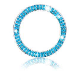 Luminuti Bling Crystal Push Start Engine Button Cover, Car Rhinestone Engine Start Ring Decals, Start Stop Button Cover/Sticker, Sparkling Car Interior Accessories for Women (Blue)