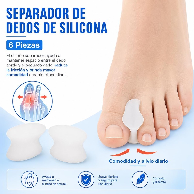 Separadores de Dedos de Gel, 6 Piezas