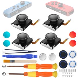 GuliKit TMR Joycon Joystick Replacement, Updated Anti-Drift TMR Electromagnetic Joystick for Switch Joycon, Switch OLED & Lite with Multiple Color Stick Caps and Repair Kit(NS40-T 2 Pair)