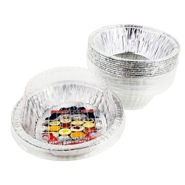 PACTOGO 5 3/4" Aluminum Foil Meat Pot Pie Pan w/Clear Dome Lid Disposable 12 oz. Cooking Baking Tin - Heavy Duty Made in USA (Pack of 500 Sets)