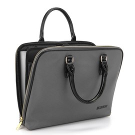 Accordian File Organizer Tote,Folder with Zipper & Labels,12 Pocket Expanding File Folder， Paper Folder for Letter A4 Files Business Teacher Office Bag (Grey)