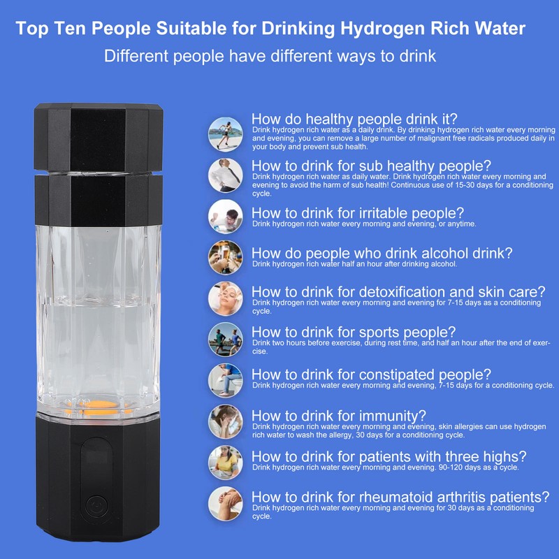 Hydrogen Water Bottle with Colorful Lights Platinum Titanium Electrode 2