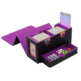 Tolesum Double Layer Card Deck Box for MTG, Gathering Card Box with Shop Window and Cube Compartment, PU Leather, Strong Magnetic Trading Card Box, Compatible Magic Commander TCG Cards, Black and