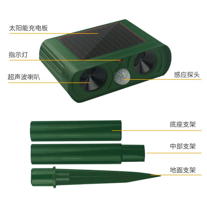 Drive away stray cats and dogs solar mouse repeller ultrasonic