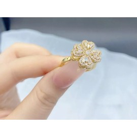 Dtup Anillo De Flor Giratorio Anti Estrés Chapado En Oro De 18k