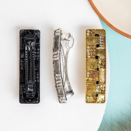 Radhu & Kabby Metal Barrette Hair Clip For Women | Stylish and Durable French Hair Barrettes for Girls | Hair Clips with Crystal Accents | Silver Color | One Piece