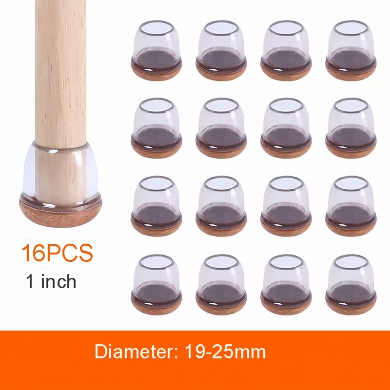 FLOOR GUARD 16PCS Clear Silicone Chair Leg Protectors with Felt