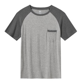 MoFiz Mens Sleepwear Pajama Set Lightweight Big Tall Tee Soft Lightweight Summer Cotton Pjs Sleep Sets Dark Gray + Light Grey S