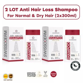 Swissoderm 2 LOT Swissoderm Antí Hair Loss Shampoo For Normal And Dry Hair (2x300ml) NEW