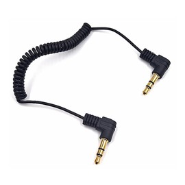 MysRuida 12 Inch 3.5mm Stereo Audio Coiled Cable, 90 Degree Angle to 90 Degree Angle 1/8" 3.5mm TRS Male Jack Aux Spring Spiral Cord for Headphone
