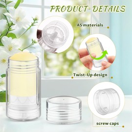 24 Pack 40ml/1.3oz Empty Deodorant Containers Twist-Up Refillable Deodorant Tubes Plastic Deodorant Bottles Bottom-fill Lip Balm Tubes For DIY Homemade Deodorant Aromatherapy Balm (clear)