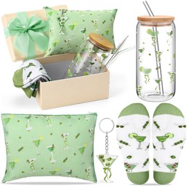 Boao 5 Pcs a Tini Bit Older Birthday Gift Green Martini Set with Glass Cup, Socks, Cosmetic Bag Keychain Coquette Stuff Thank You Gift Box for Girls Women