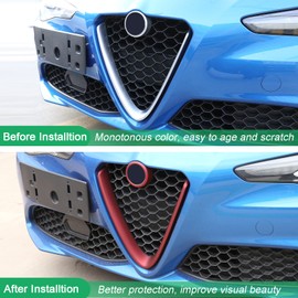 LLKUANG Front Grille Decoration Frame Cover Compatible with Alfa Romeo Giulia 2017-2020 Car Exterior Accessories (NOT FIT Quadrifoglio!!!)