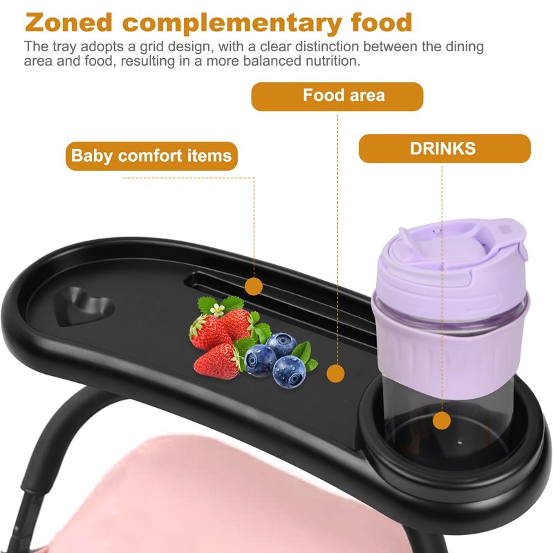 Universelles Kinderwagentablett,3-in-1 Snack Tablett für Kinderwagen,Abnehmbare Kinderwagen-Zubehör, mit Snacktablett und