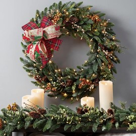 Christmas Bows 2PCS for Wreath 10X10 Inch,Black Red Buffalo Plaid Bows,Rustic Farmhouse Bows Natural Burlap Tree Topper Bows for Front Door Winter Christmas Tree Bows for New Year Xmas Decorations