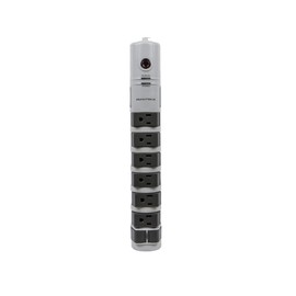 Monoprice 8 Outlet Rotating Surge Strip -Grey | UL Rated 2, 160 Joules with Grounded and Protected Light Indicator (111146) Gray