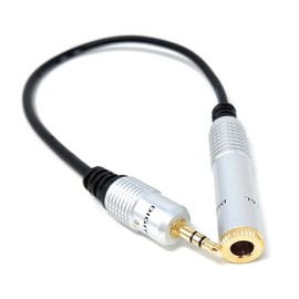 DRUT 6.35mm Female to 3.5mm Male Stereo Audio Adapter Cable – 1ft (30cm) Jack to Mini Jack Converter for Headphones, Amps, Guitars, and Audio Devices