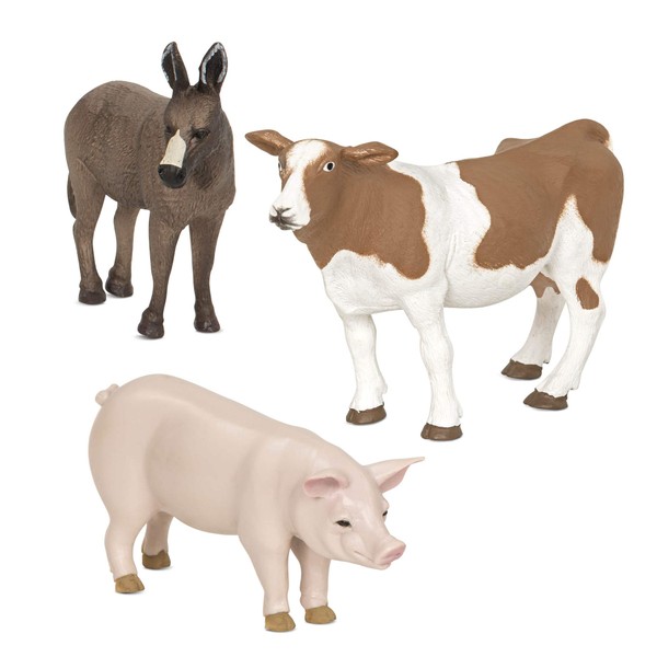 Terra by Battat – Farm Animals (Donkey, Cow, Pig) - Farm Animal Toys with Donkey Toy for Kids 3+ Pc, Multi