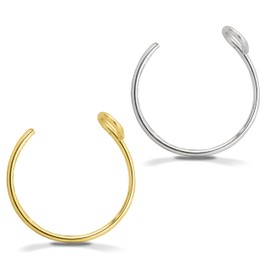Set of 2 Faux Clip-On Nose Rings 20g - 925 Sterling Silver - 14k Gold Filled - No Piercing Needed for This Nose Ring