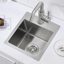 13 Drop In Bar Sink Stainless Steel, Zoyddoy 13 x 15 x 8 Inches Handmade Stainless Steel Topmount Small Kitchen Sink RV Sink Outdoor Wet Sink Bar Prep
