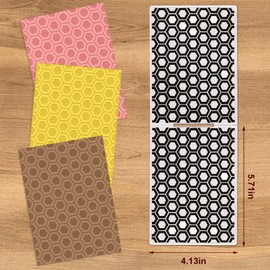 Threetols 3-D Textured Impressions Embossing Folder, Honeycomb Background Embossing Folder for Card Making, Hexagon Frame DIY Plastic Scrapbooking Photo Album Card Paper DIY Craft Decor Template Mold