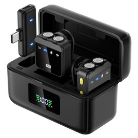 WNH WNH Wireless Lavalier Microphone for iPhone, Android, Lapel Mini Microphone with 2 Pickups, 70Hrs Battery, Noise Cancellation, Magnetic Clip iPhone Microphone for Video Recording Podcast Vlogging