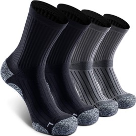 SITOISBE Cushioned Compression Unisex Mid-crew Socks 4-Pack, Medium, Black Gray